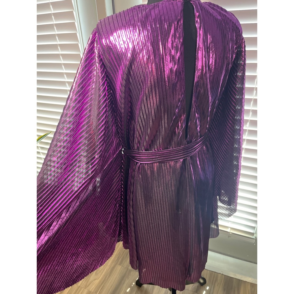 NWT Michael Costello x Revolve Gene Mini Dress Electric Purple Plissé Small - Picture 4 of 10
